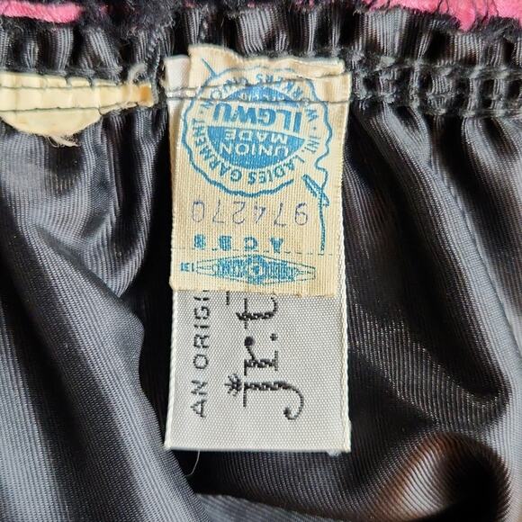 JR Theme Vintage Evening Dress Sz Small Beaded Bodice Black Pink Union Made - Picture 8 of 8